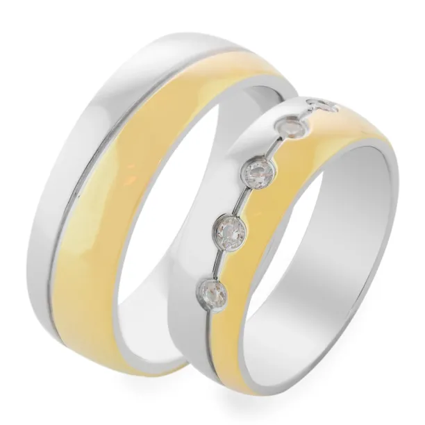 AFYLA combination gold diamond wedding rings Image