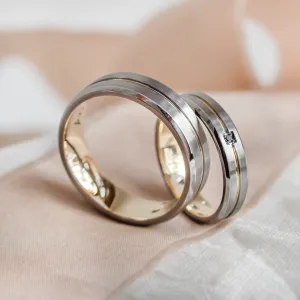 Zlaté snubní prsteny s diamantem pokryté černým rhodiem MOON Thumbnail