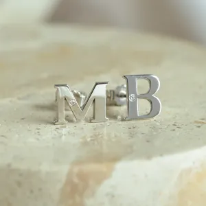 Diamond initial earrings QUNTI Thumbnail
