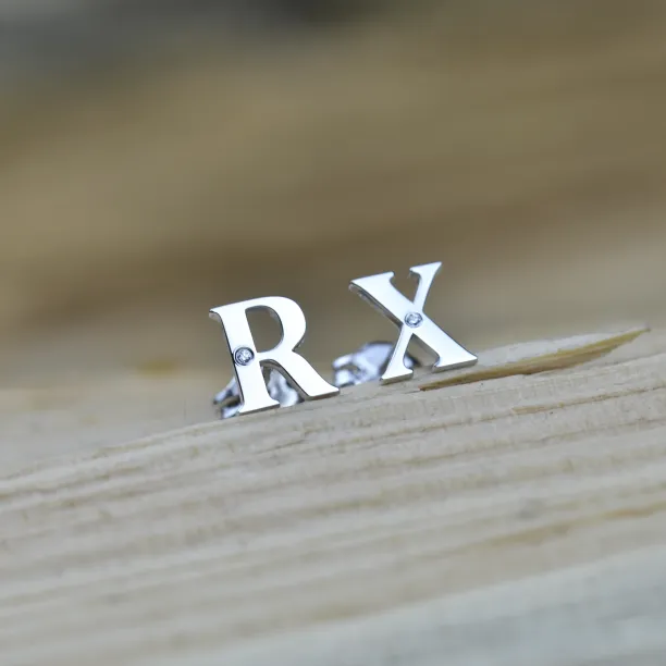 Diamond initial earrings QUNTI Image