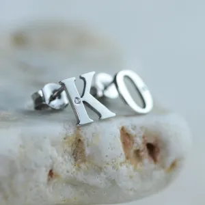 Diamond initial earrings QUNTI Thumbnail