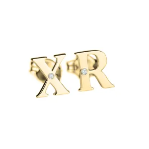 Diamond initial earrings QUNTI Thumbnail