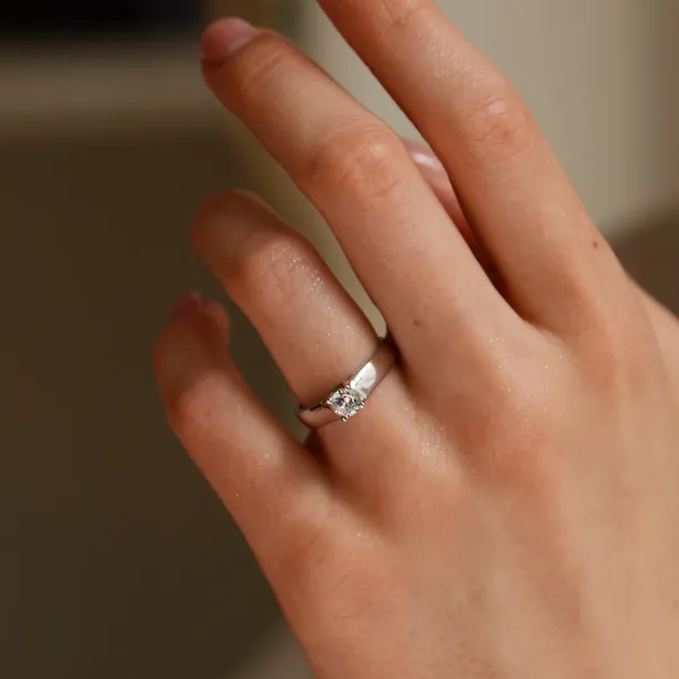 HEIM silver ring with zircon worn on a hand
