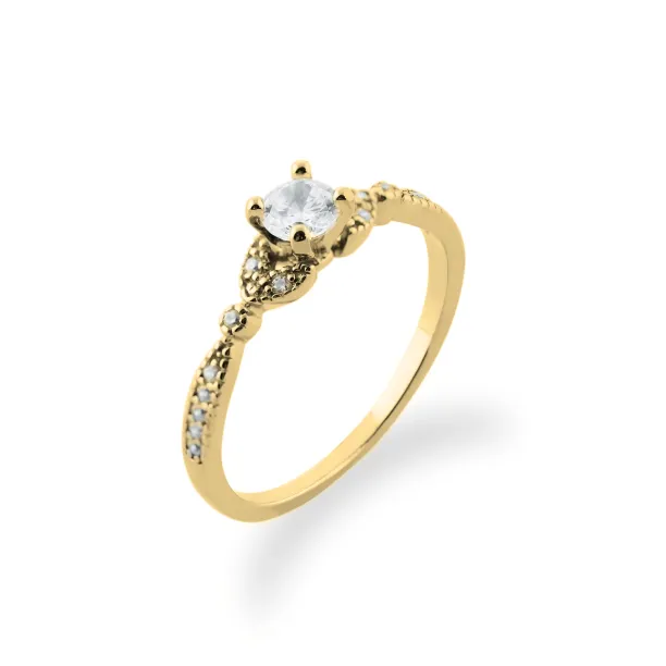 Zásnubní zlatý prsten s diamanty KREKE Image