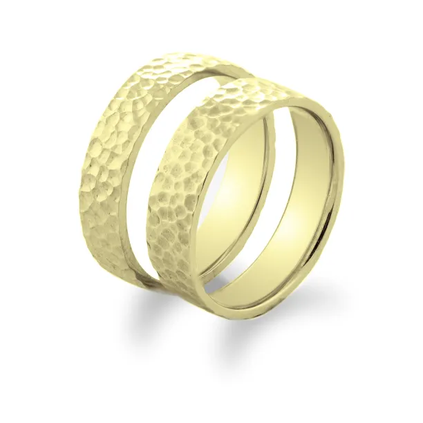 Hammered gold wedding rings LANI Image