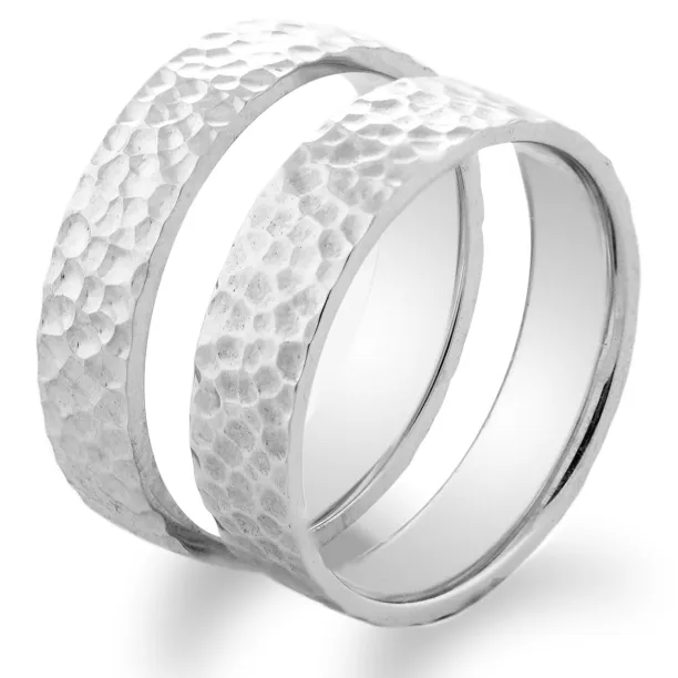Hammered gold wedding rings LANI Image