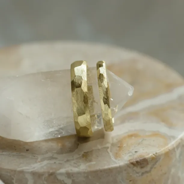 Hammered gold wedding rings BOME Image