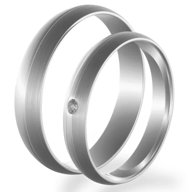 Snubní zlaté prsteny s diamanty BRONSE, hlavní pohled na pár prstenů