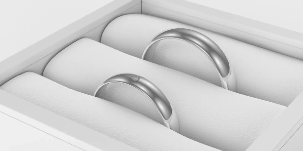 D-SHAPE white gold wedding rings with diamond CHICAGO Image
