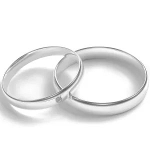 D-SHAPE white gold wedding rings with diamond CHICAGO Thumbnail