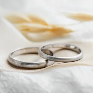 D-SHAPE mat wedding white gold rings ARIZONA