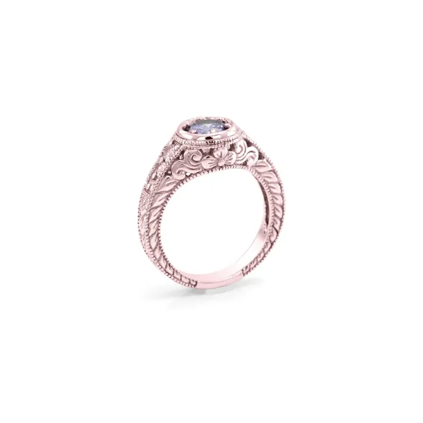 OSLO vintage ring with amethyst and diamonds, showing the opposite side