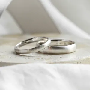 Solid matte wedding rings made of white gold ODELL