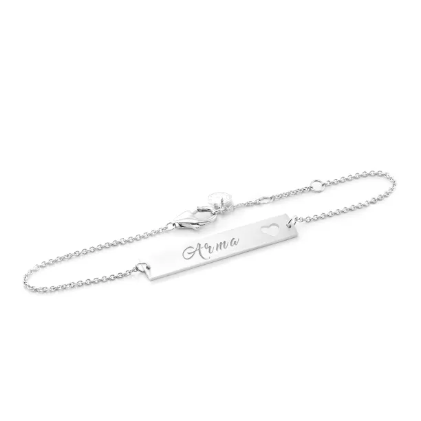 Minimalist silver bracelet with engraving and little heart Renma Image