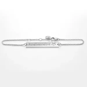 Minimalist silver bracelet with engraving and little heart Renma Thumbnail