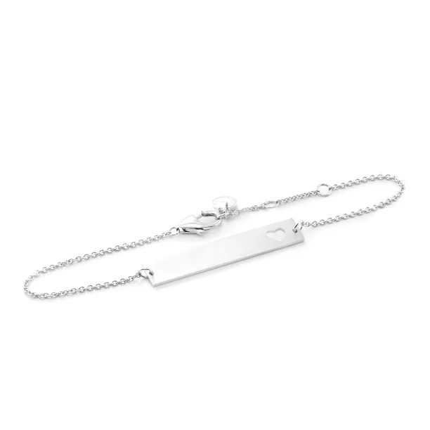 Minimalist silver bracelet with engraving and little heart Renma Image