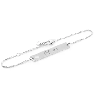 Minimalist silver bracelet with engraving and little heart Renma Thumbnail