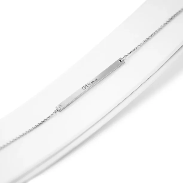 Minimalist silver bracelet with engraving Plofi Image