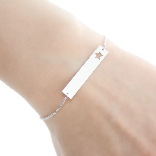 Silver bar bracelet with custom engraving REMA Image