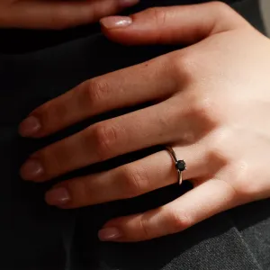 Engagement ring with black diamond FLORA Thumbnail