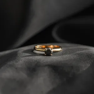 Engagement ring with black diamond FLORA Thumbnail