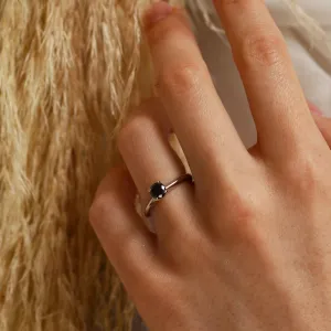Engagement ring with black diamond FLORA Thumbnail