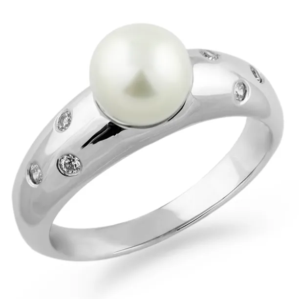 Zlatý prsten s perlou a diamanty DOKKA Image