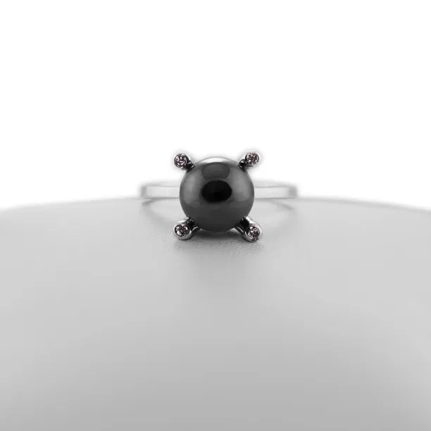 Ring with hematite and diamonds BURAS Image
