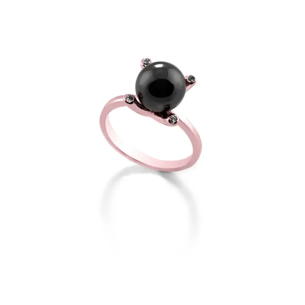 Ring with hematite and diamonds BURAS Image