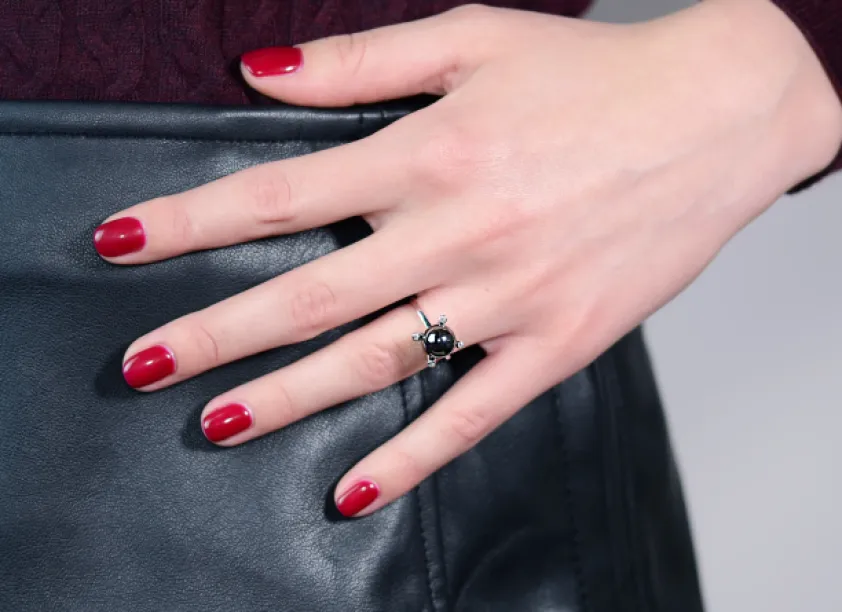 Ring with hematite and diamonds BURAS Image