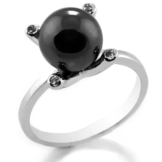Ring with hematite and diamonds BURAS Image