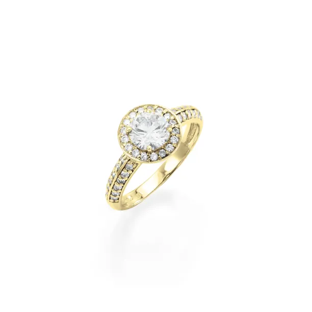 Halo silver ring with zirkons IMSROA Image