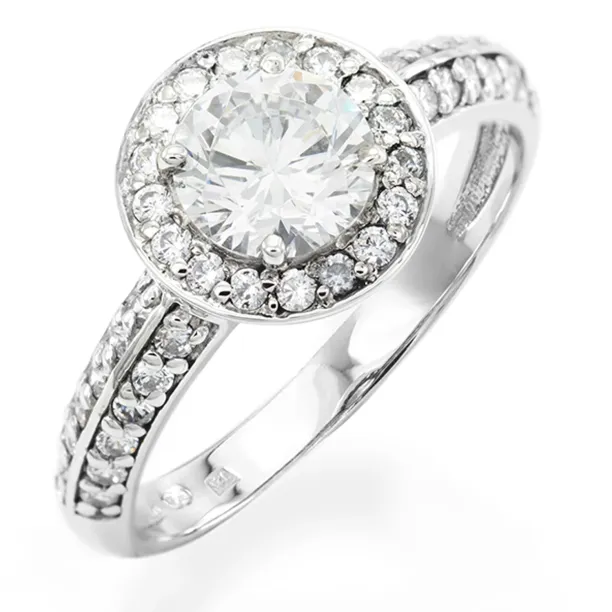 Halo silver ring with zirkons IMSROA Image