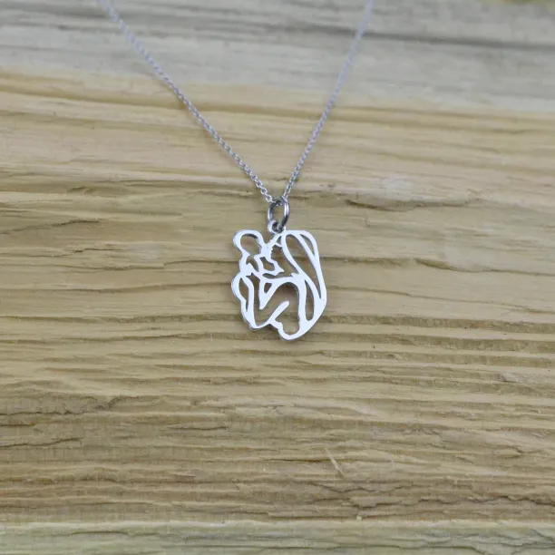 Unique sterling silver pendant Mother and child MOMMY Image