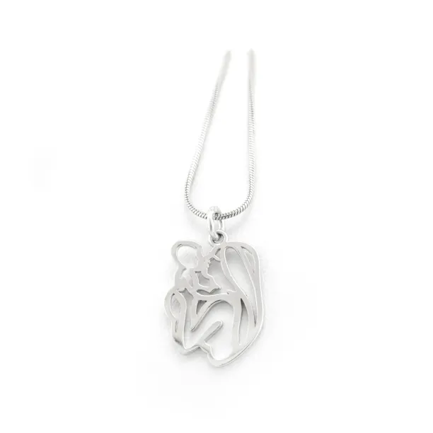 Unique sterling silver pendant Mother and child MOMMY Image