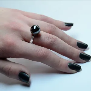 Minimalist ring with hematite RENA Thumbnail