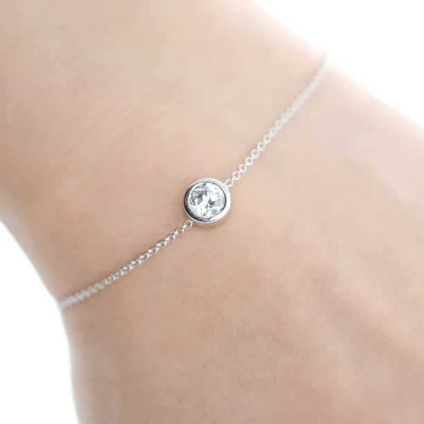 Simple Sterling Silver bracelet with Zircon LOKKA Image