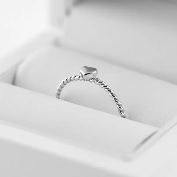Simple silver ring with tiny heart LUSI Image