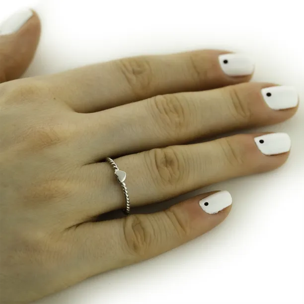 Simple silver ring with tiny heart LUSI Image