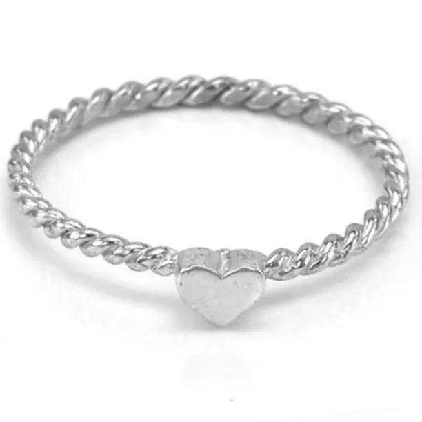Simple silver ring with tiny heart LUSI Image