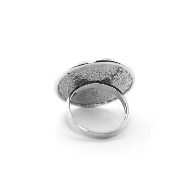 Unique Mayan Calendar Ring With Bohemian Garnet or zirkons OTRA Image
