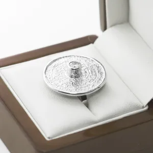 Unique Mayan Calendar Ring With Bohemian Garnet or zirkons OTRA Thumbnail