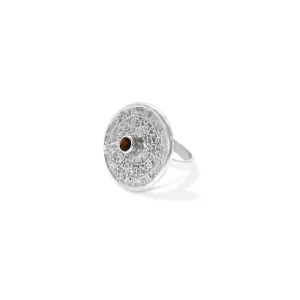 Unique Mayan Calendar Ring With Bohemian Garnet or zirkons OTRA Thumbnail
