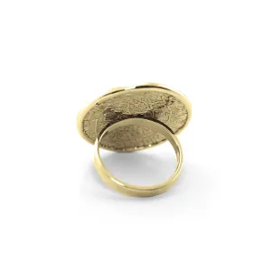 Unique Mayan Calendar Ring With Bohemian Garnet or zirkons OTRA Thumbnail