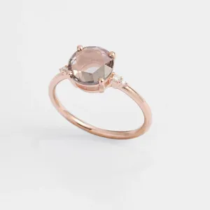 Angled view of the SYDNEY gold ring with natural side diamonds
