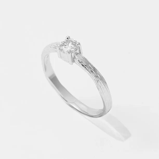 Angled view of the BRITTANY gold engagement ring with lab grown diamond