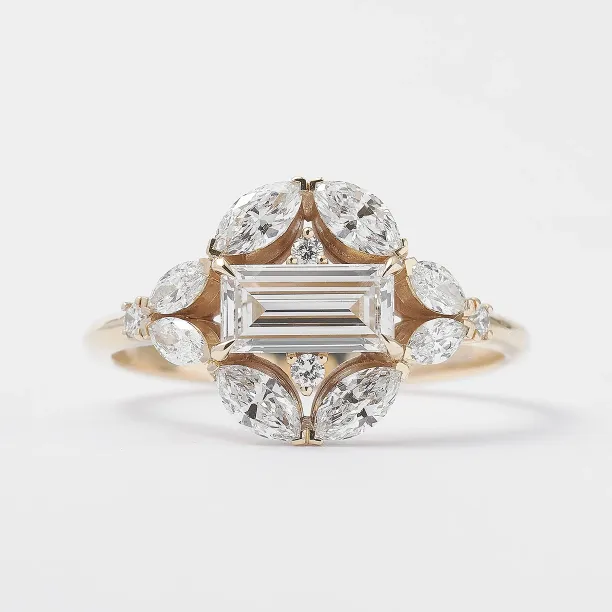 Vintage zlatý prsten s lab grown diamanty ELIZETE