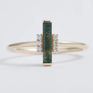 Moss agate and diamond ring JOHANA