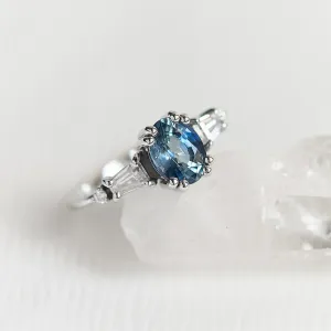 Gold ring with teal oval sapphire DIANA Thumbnail