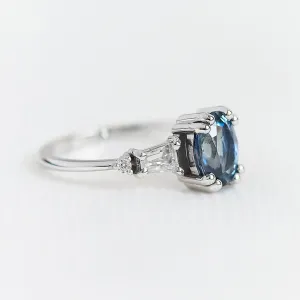 Gold ring with teal oval sapphire DIANA Thumbnail